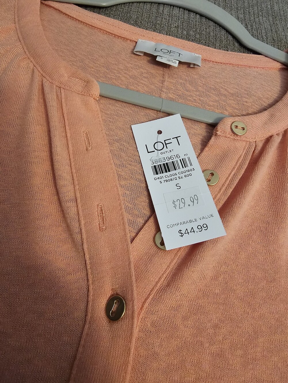 LOFT Light Sheer Coral Pink Orange Casual Lightweight Relaxed Top Size Small - Picture 6 of 8